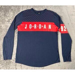 Air Jordan Shirt Men's Large Navy Graphic Logo 1992 Long Sleeve‎ Pullover